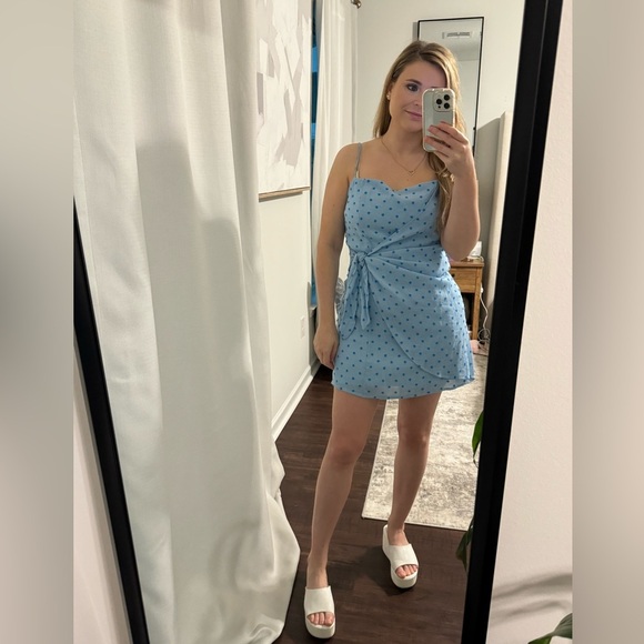 Blue Polka Dot Spring Summer Wrap | Baby Shower / Gender Reveal Dress - Picture 7 of 9